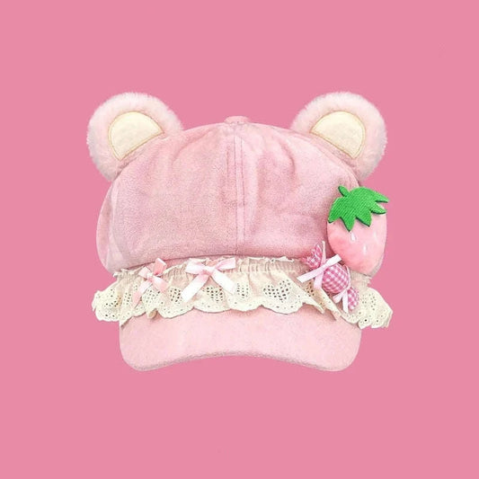 Kawaii Strawberry Bear Hat CLOUDANIMESTUDIO