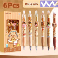 Cute Capy Buddies Erasable Gel Pen 6pcs CLOUDANIMESTUDIO