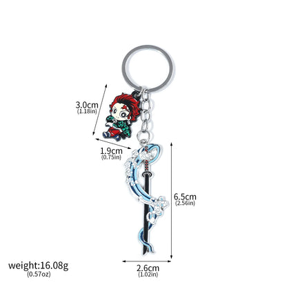 Demon Slayer Sword Keychains, Anime Kimetsu no Yaiba Tomioka Weapon Key Chains Accessories