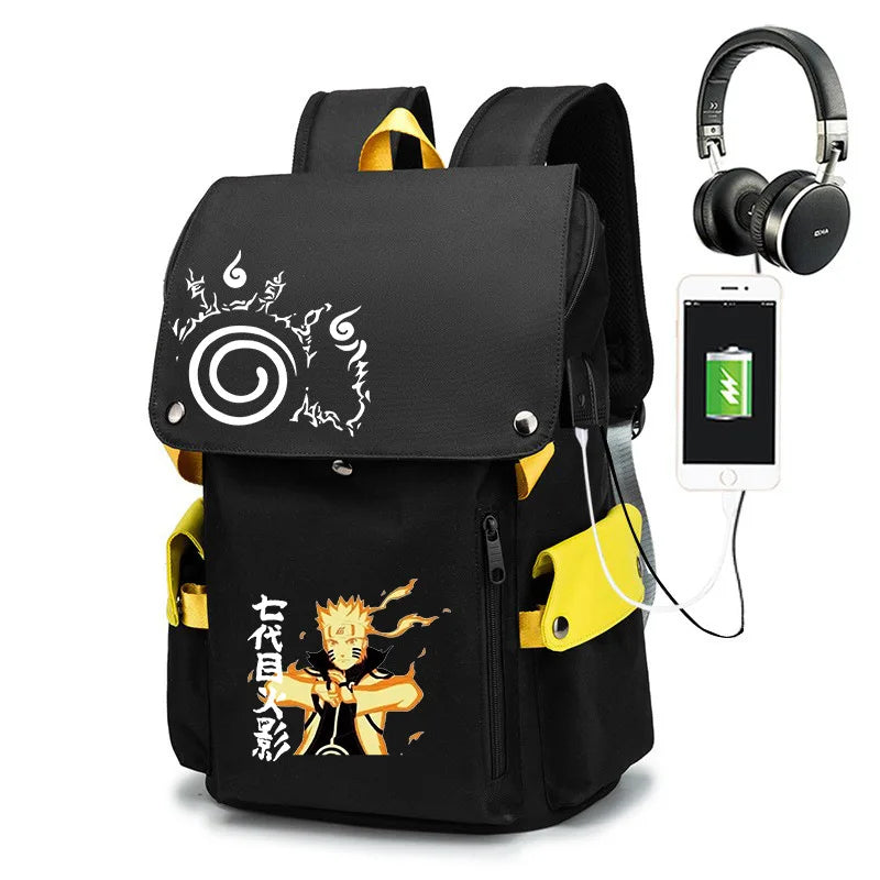 Naruto Anime Backpack, Naruto Shippuden College School Student Bag Multifunctional Large Capacity Computer Travel Backpack