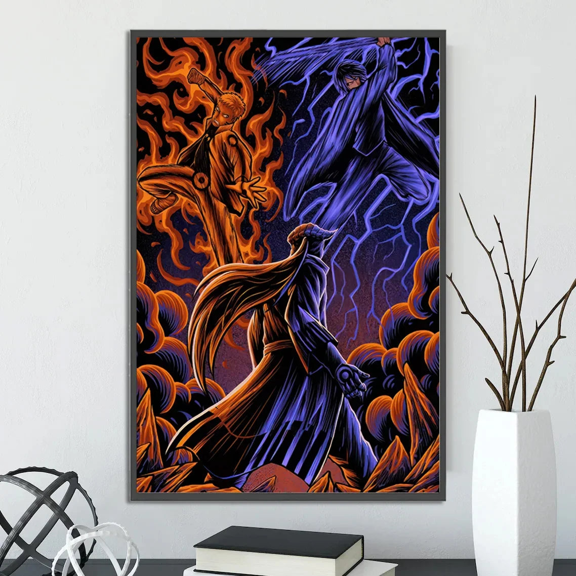 Naruto Shippuden Hot Japanese Self-adhesive Poster, Anime Wallpaper Sasuke Kakashi Itachi Madara and More Wall Art Wall Decors