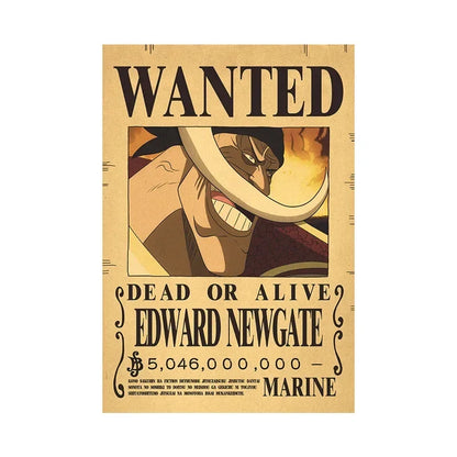 Anime One Piece Gear 5 Luffy Wanted Posters, Kids Bedroom Retro Poster Zoro Living Home Decoration Wall Art Paper Stickers