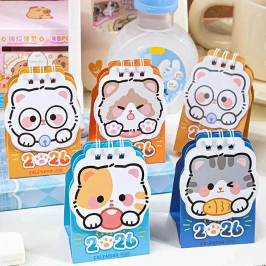 Kawaii Cat 2026 Mini Desk Calendar CLOUDANIMESTUDIO