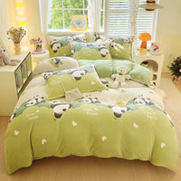Kawaii Panda Forest Velvet Duvet Cover