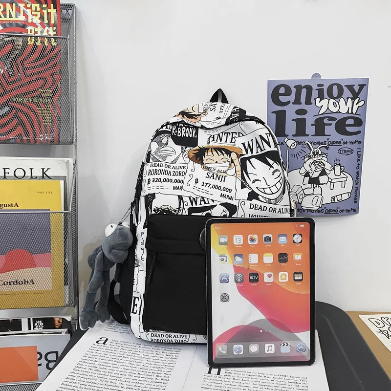 One Piece Luffy Printing Backpack Bags Anime School Bag Student Schoolbag For Men and Women