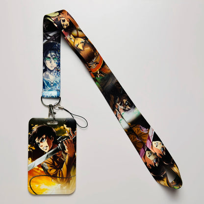 Attack On Titan Card Holder Lanyards Keys Neck Strap Card Badge Keychains For Anime Otaku Fans Gifts