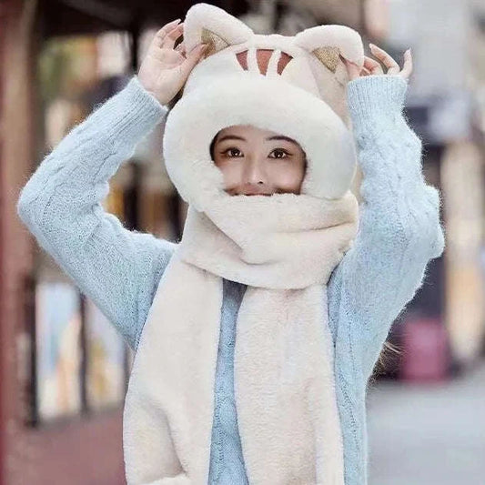 Kawaii Cat Winter Hat, Scarf, & Gloves Combo CLOUDANIMESTUDIO