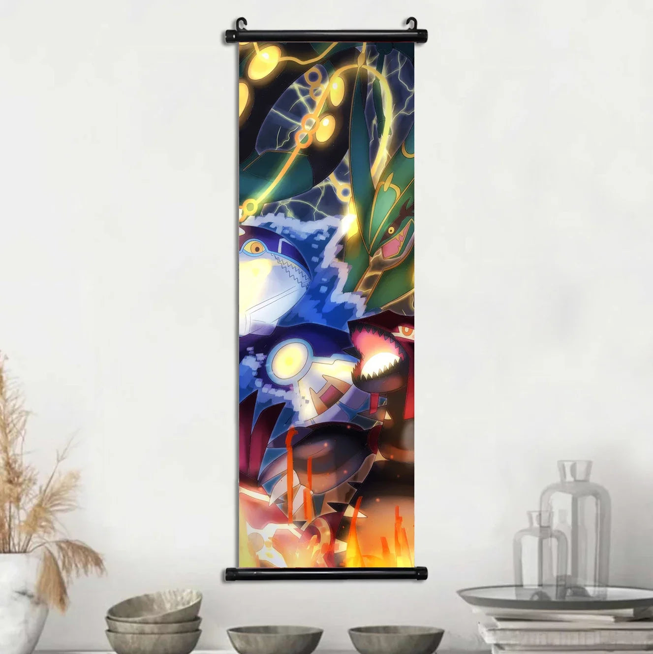 Pokemon Scroll Wall Art, Anime Posters Pikachu Eevee Modern Room Decoration Charizard Canvas Hanging Scrolls Wall Prints