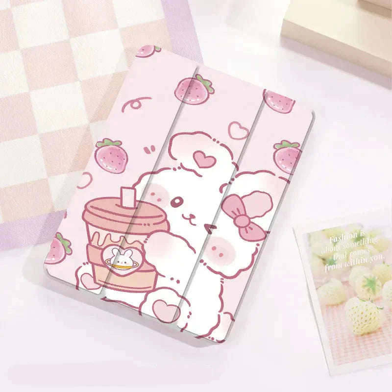 Strawberry Bunny & Coffee iPad Case CLOUDANIMESTUDIO