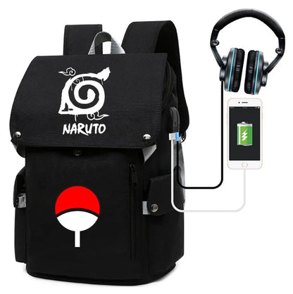 Naruto Anime Backpack, Naruto Shippuden College School Student Bag Multifunctional Large Capacity Computer Travel Backpack