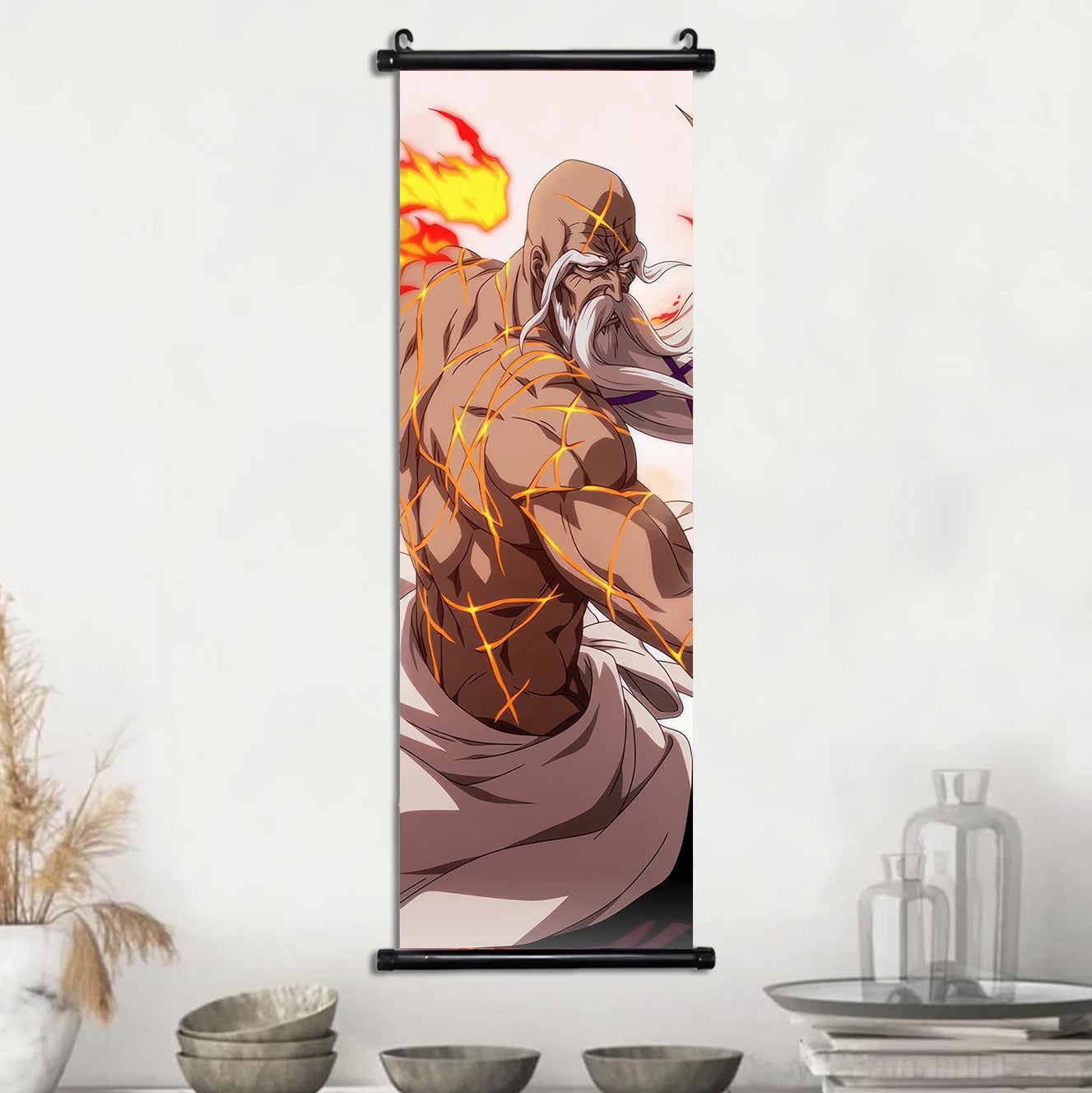 Bleach Scroll Wall Art, Hanging Prints Wall Artwork Kurosaki Ichigo Scrolls Canvas Japanese Anime Posters Home Decor for Living Room