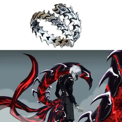 Anime Tokyo Ghoul Ring Kaneki Ken Cosplay Adjustable Opening Unisex Jewelry Gift Accessories