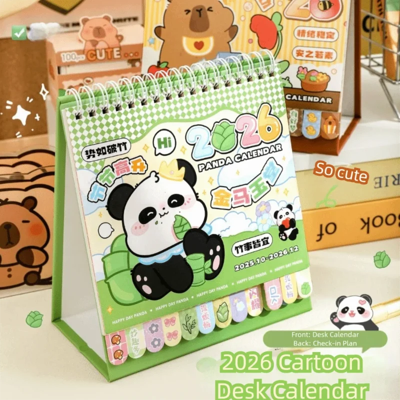 Kawaii Panda 2026 Desk Calendar