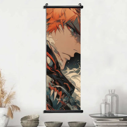 Bleach Anime Scroll Wall Art Poster, Decorative Print Ichigo Kurosaki, Hitsugaya Toshiro, and Grimmjow Jaegerjaquez Canvas Home Decor