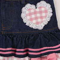 Gingham & Denim Ruffled Skirt CLOUDANIMESTUDIO