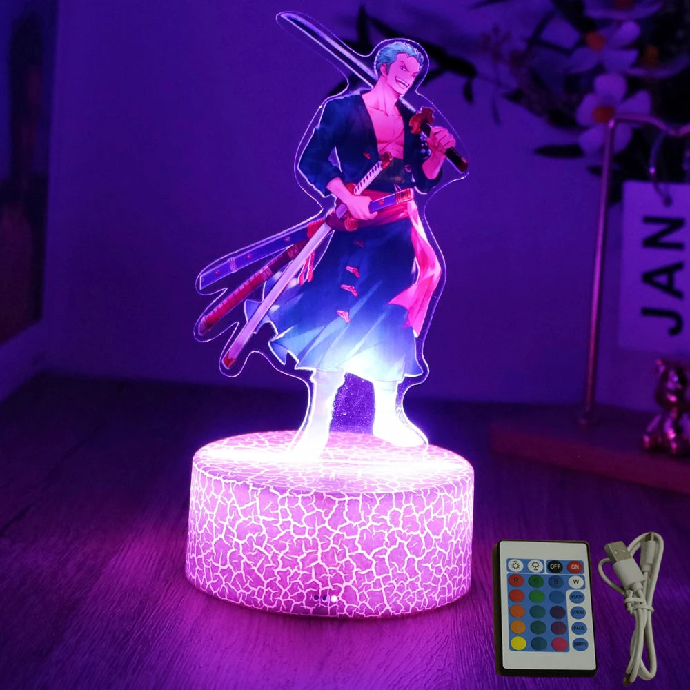 One Piece Anime Figures 3D Lamp PVC Action Collection Model Toys LED Night Light
