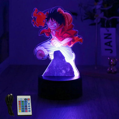One Piece Anime Figures 3D Lamp PVC Action Collection Model Toys LED Night Light
