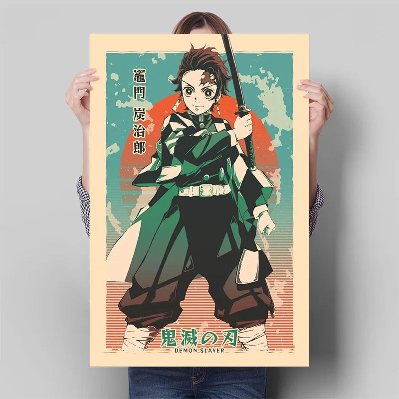 Demon Slayer Posters, Anime Retro Poster Tanjiro Kamado Kamado Nezuko Hashibira Inosuke Shinobu Kocho
Breath Techniques Decorative Wall Art