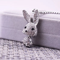 Kawaii Bunny Pendant Rhinestone Necklace