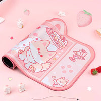 Strawberry Dessert Fox Desk Pad