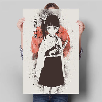 Demon Slayer Posters, Anime Retro Poster Tanjiro Kamado Kamado Nezuko Hashibira Inosuke Shinobu Kocho
Breath Techniques Decorative Wall Art