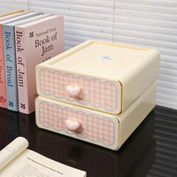 Pastel Gingham Desktop Stationery Organizer