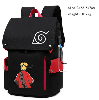 Naruto Anime Backpack, Naruto Shippuden College School Student Bag Multifunctional Large Capacity Computer Travel Backpack