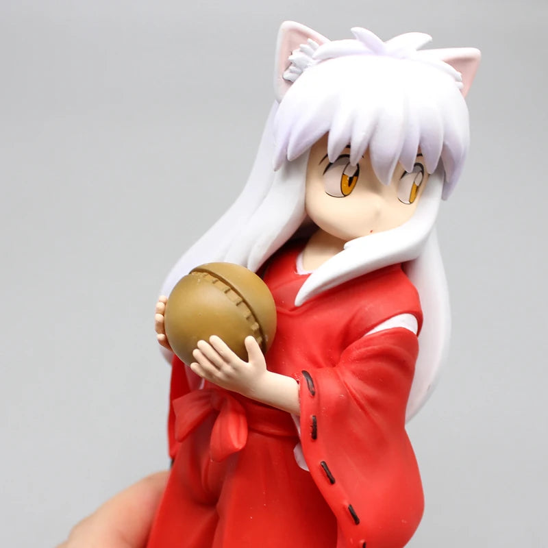 Cute Kawaii Inuyasha Anime Figures, Looking Back Pose Kawaii Chibi Doll Model Desktop Decoration 16cm