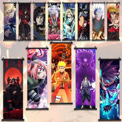 Hot NARUTO Shippuden Anime Scroll, Canvas Wall Art Hanging Posters, Konaha Leaf Ninjas and More