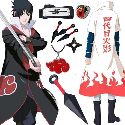 Naruto Shippuden Anime Cosplay Akatsuki Ninja Hokage Costume Itachi Sasuke
