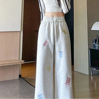 Kawaii Bear Embroidered Drawstring Pants