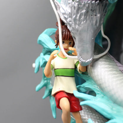 Ogino Chihiro Anime LED Figure, Studio Ghibli Dragon and Temple Spirited Away Anime Figurines Large Home Decor Collectible 55cm