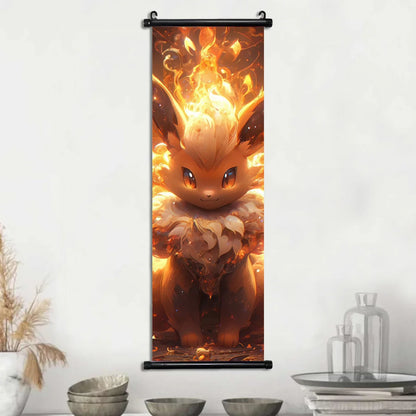 Pokemon Scroll Wall Art, Anime Posters Pikachu Eevee Modern Room Decoration Charizard Canvas Hanging Scrolls Wall Prints