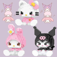 Anime Hello Kitty Building Block Model Assembled Toys Sanrio Figure Kuromi My Melody Children's Puzzle Gift Desktop Decorations