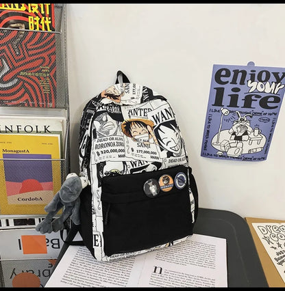 One Piece Luffy Printing Backpack Bags Anime School Bag Student Schoolbag For Men and Women