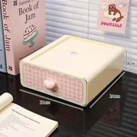 Pastel Gingham Desktop Stationery Organizer