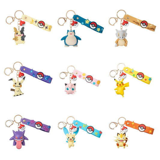 Pokemon Anime Keychain Pendant, Cubone Pikachu Gengar Snorlax Jigglypuff Mimikyu Key Chains
