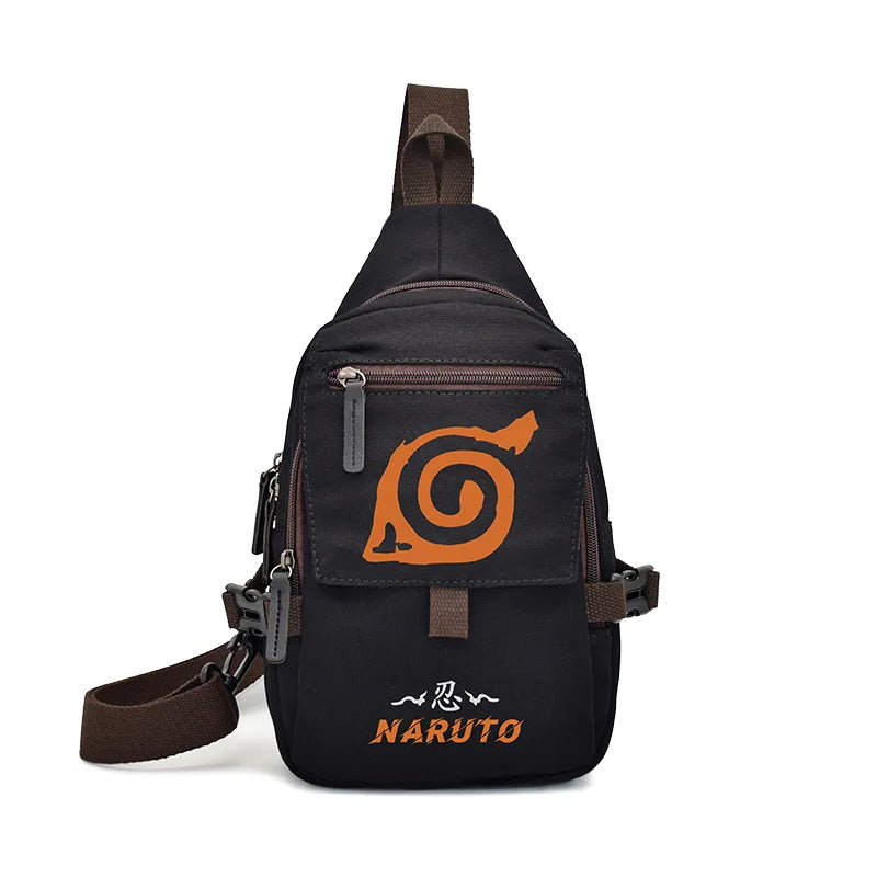 Popular Anime Style Shoulder Canvas Backpack, Luffy Naruto Dragon Ball For Students Crossbody Bag Chest Bag One Piece, Dragon Ball, Naruto, Attack on Titan 35X20CM