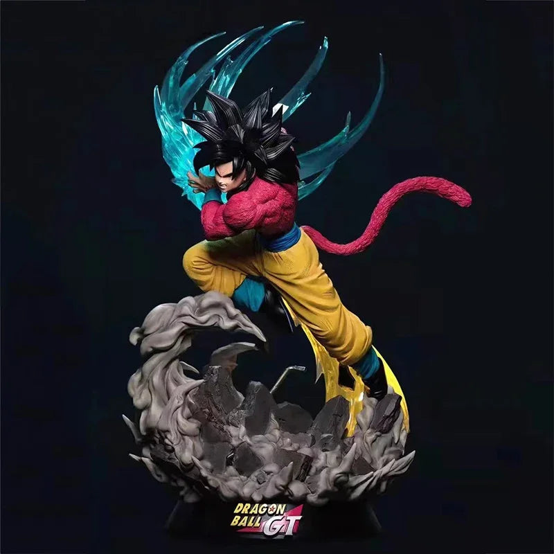 Goku SSJ4 Kamehameha Wave Anime Figure, Dragon Ball Figure GT Super Saiyan 4 Son Goku PVC Statue 38 cm