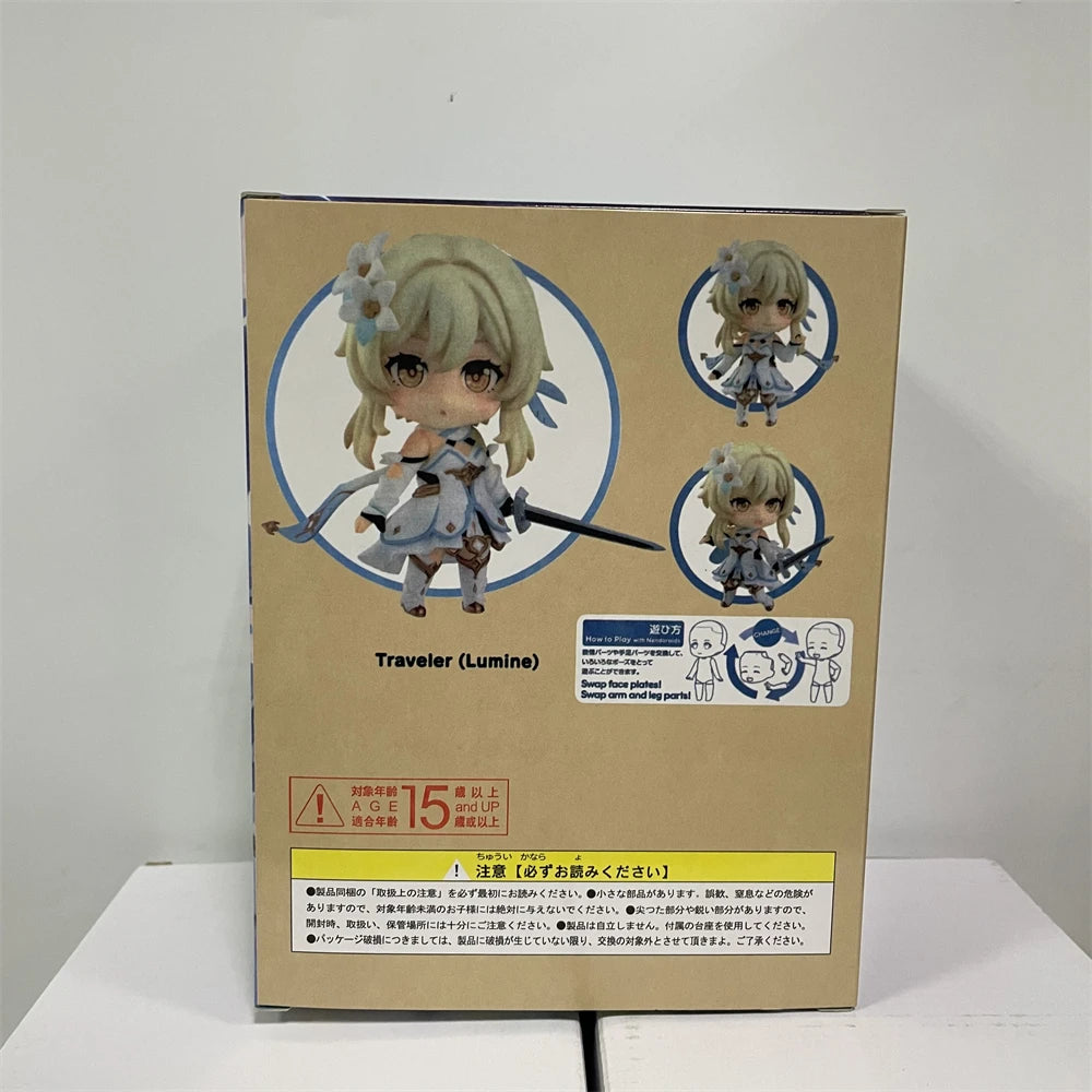 Genshin Impact Kawaii Mini Figurines, Lumine, Aether, Barbatos, Cute Chibi Action Figures Collector Toys 10 cm