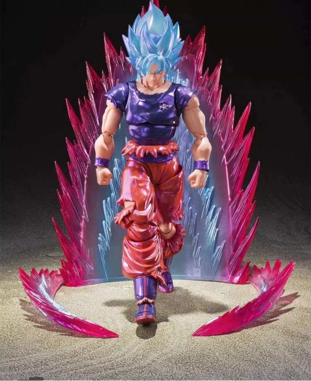 Son Goku Kaioken SSJB Blue Poseable Anime Action Figure, Dragon Ball Z PVC Figurines Statue 17 CM