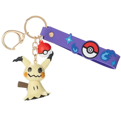 Pokemon Anime Keychain Pendant, Cubone Pikachu Gengar Snorlax Jigglypuff Mimikyu Key Chains