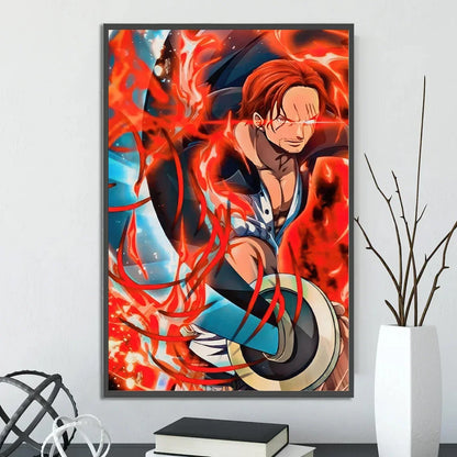 One Piece Anime Self-adhesive Poster, Anime Wall Art Wallpaper Home Decoration Painting Wall Art For Bedroom