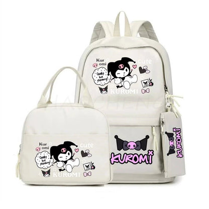 Cute Kuromi Melody Backpack For Students With Casual Lunch Bag Pencil Case, School Bag Laptop For Teenagers Rucksack Knapsack