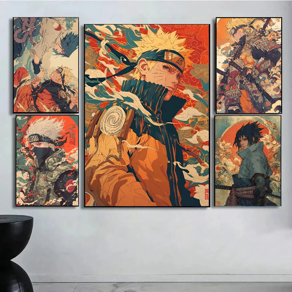 Anime Naruto Shippuden Posters, Naruto Sasuke Sakura Kakashi Pain Paper Print Home Living Room Bedroom Entrance Bar Cafe Art Painting Decoration Wall Art