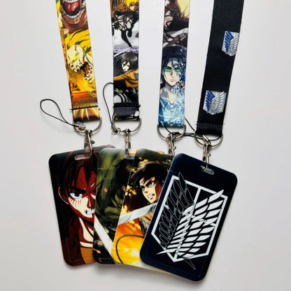 Attack On Titan Card Holder Lanyards Keys Neck Strap Card Badge Keychains For Anime Otaku Fans Gifts