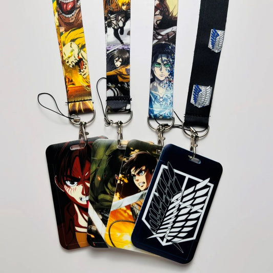 Attack On Titan Card Holder Lanyards Keys Neck Strap Card Badge Keychains For Anime Otaku Fans Gifts
