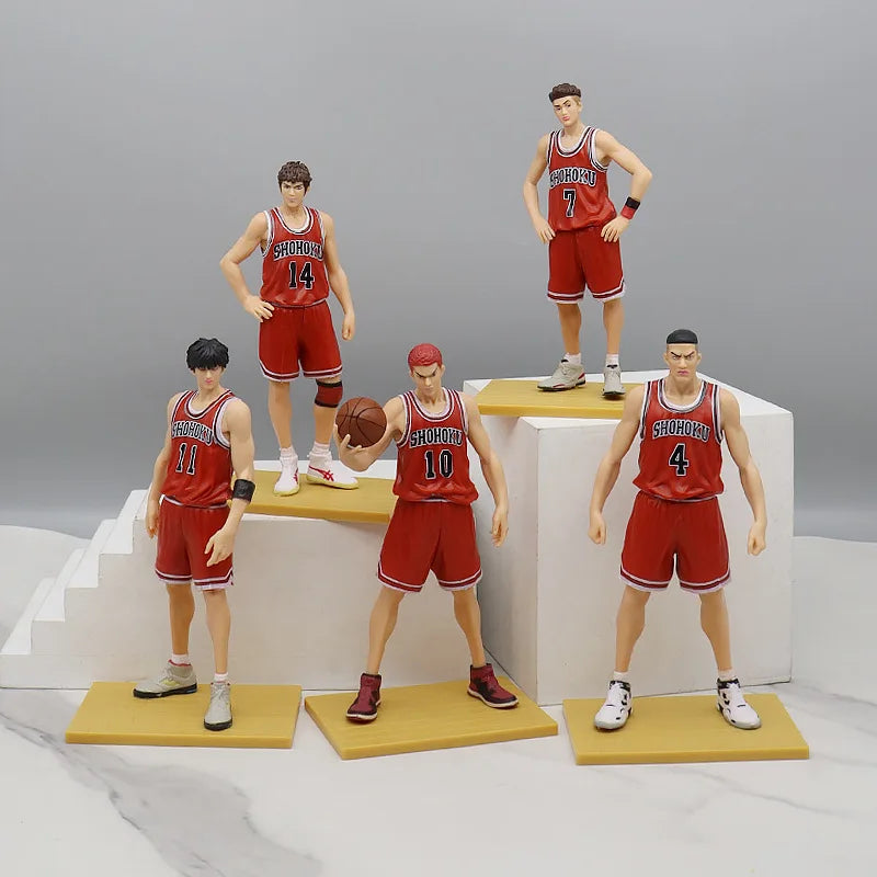 5 PCs Slam Dunk Action Figures Anime Set, Sakuragi Hanamichi Hisashi Mitsui Ryota Miyagi Takenori Akagi Rukawa Kaede PVC Figurines 17 cm