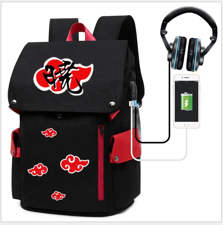 Naruto Anime Backpack, Naruto Shippuden College School Student Bag Multifunctional Large Capacity Computer Travel Backpack