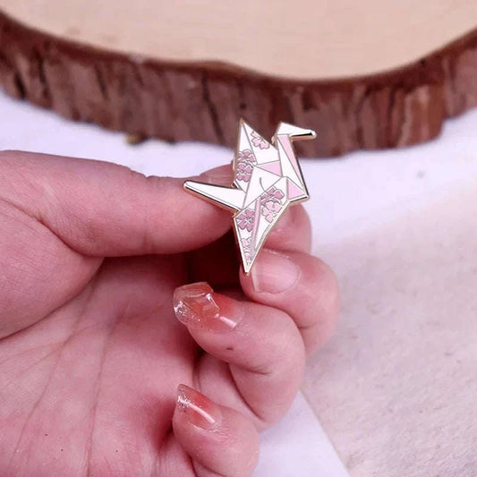 Sakura Origami Crane Enamel Pin CLOUDANIMESTUDIO